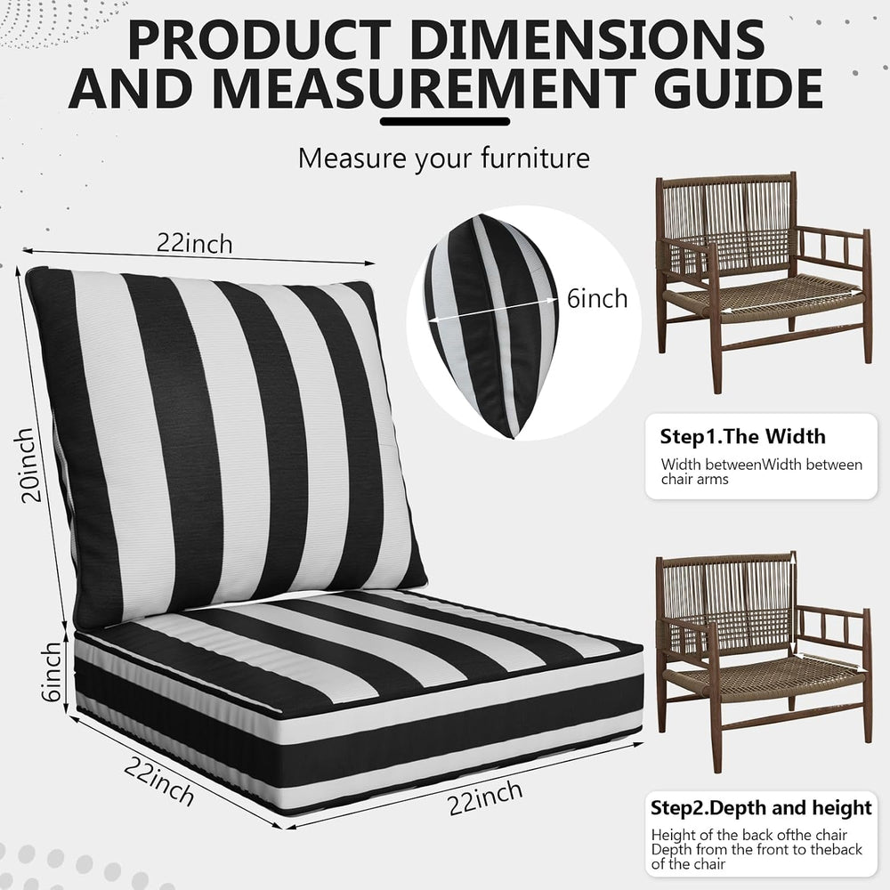 22" x 22" x 6" Outdoor Deep Seat Cushions Set - 4 Set Waterpro...