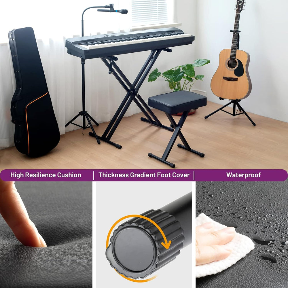 CAHAYA Keyboard Bench Thick Padded Piano Stool Adjustable Height Chair
