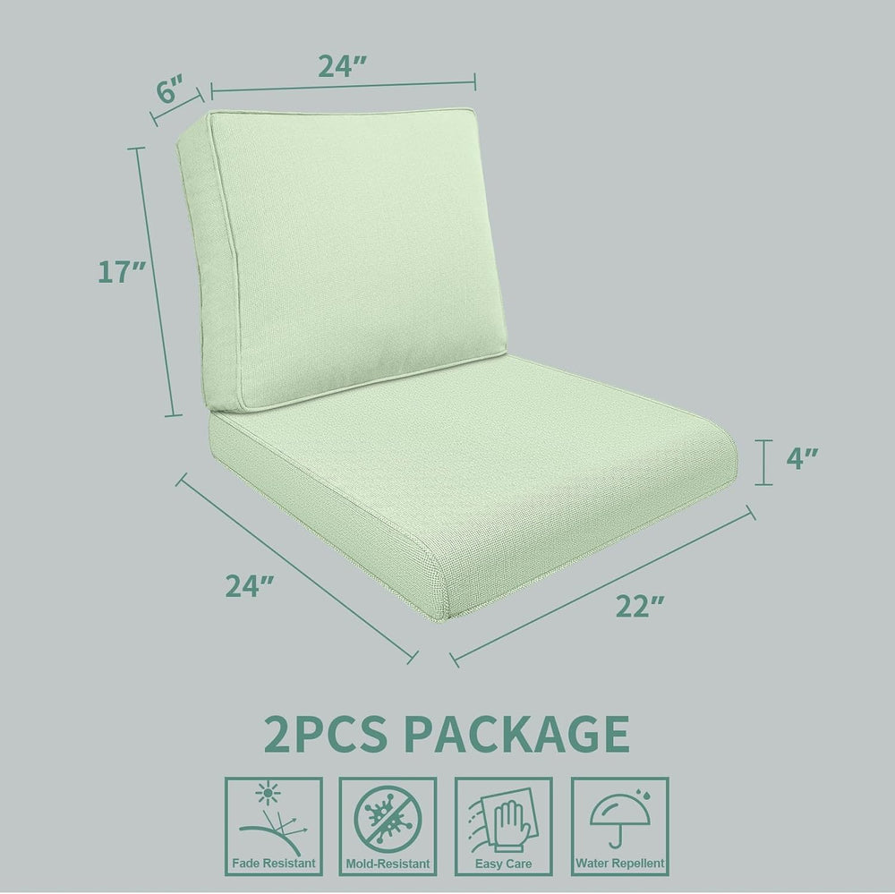 Outdoor Deep Seat Cushion Set 22x24 Inch, Water-Repellent & Fade-Resistan...