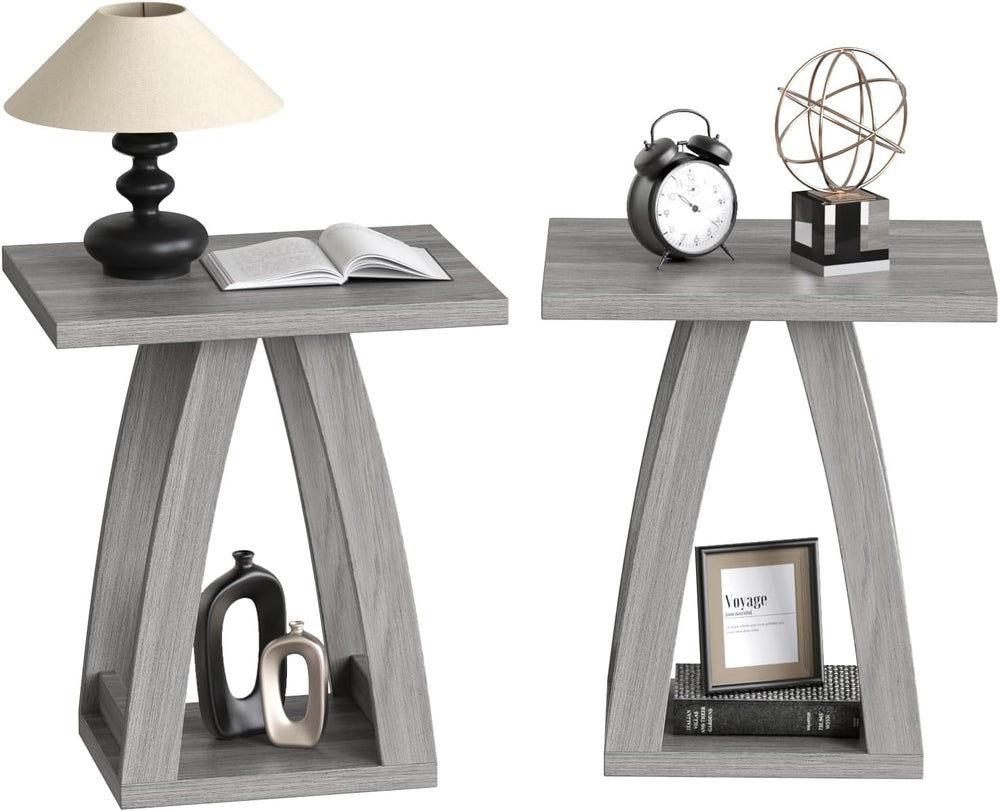 FROMJBEST End Tables Living Room, Side Table, Grey End Table Set of 2