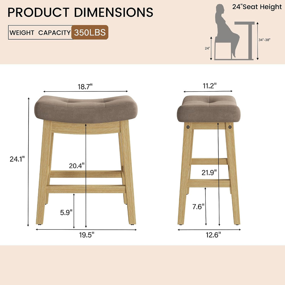 Bar Stools Set of 2, Counter Height Bar Stool for Kitchen Island with Comfort...