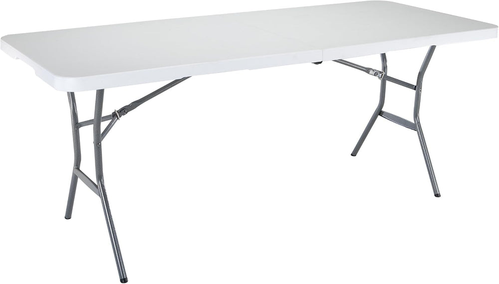 Lifetime 6-Foot Light Commercial Fold-in-Half Table, White Granite