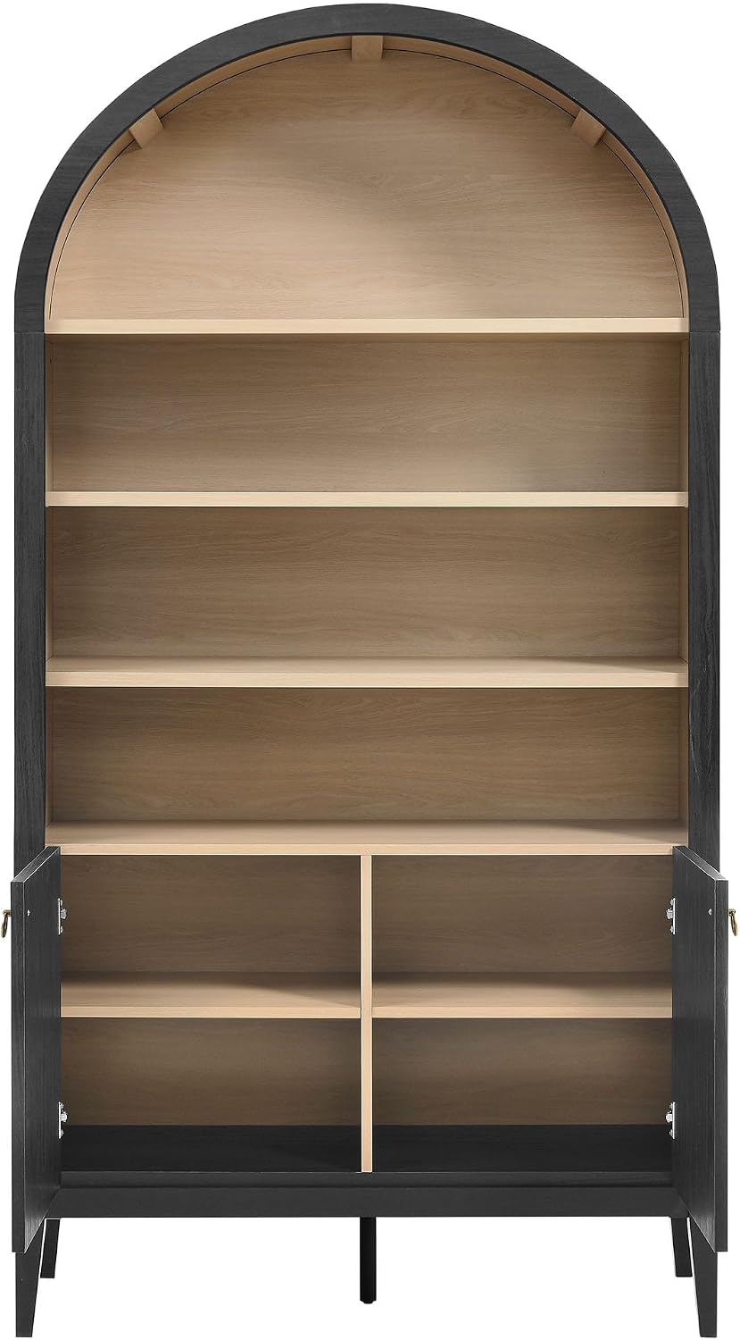 Modway Nolan Tall Arched Storage Display Cabinet in Black - 74 Inch Arch Book...