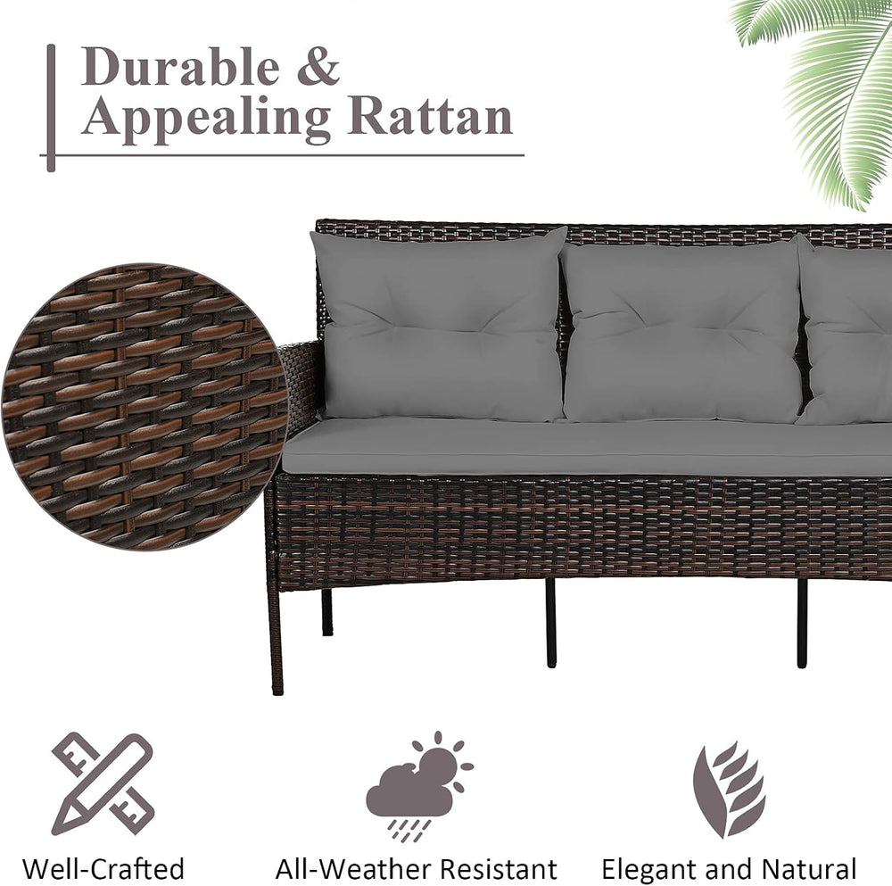 Tangkula 3 Pieces Patio Conversation Set, All Weather Outdoor PE Rattan Wicke...