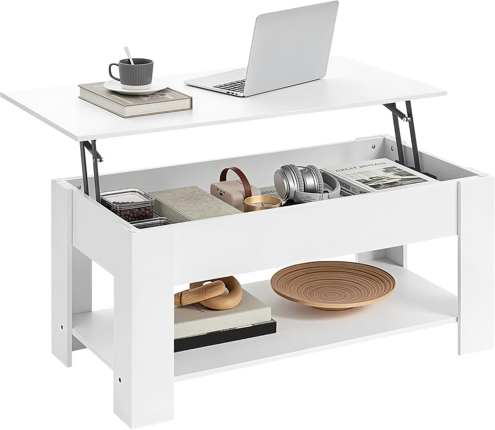 Yaheetech White Lift Top Coffee Table with Storage for Living Room, 38.6"