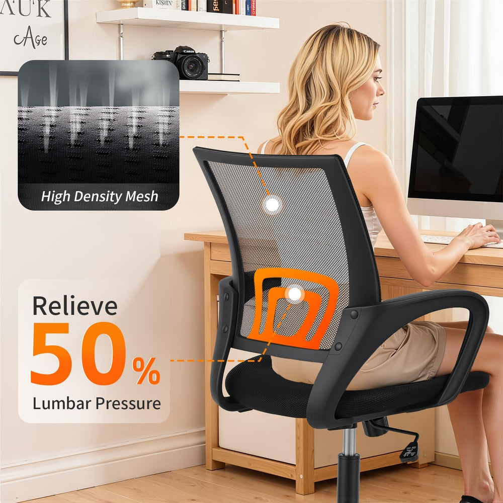 BestOffice | Ergonomic Office Chair | Black | Pack of 1 | Mesh Desk Chair