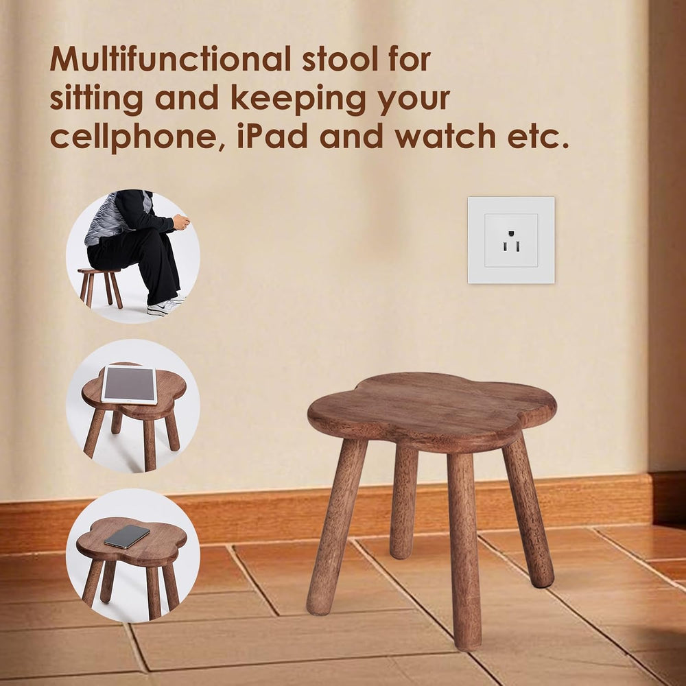 Wooden Step Stool for Adults Upgraded11.6inch Small Wooden Stool with Four De...