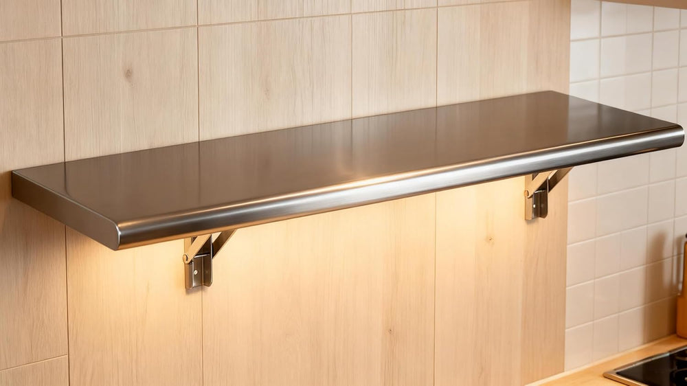 Concession Shelf 48"L x 12"W,22 gauge ASTM 304 Stainless Steel Fold...
