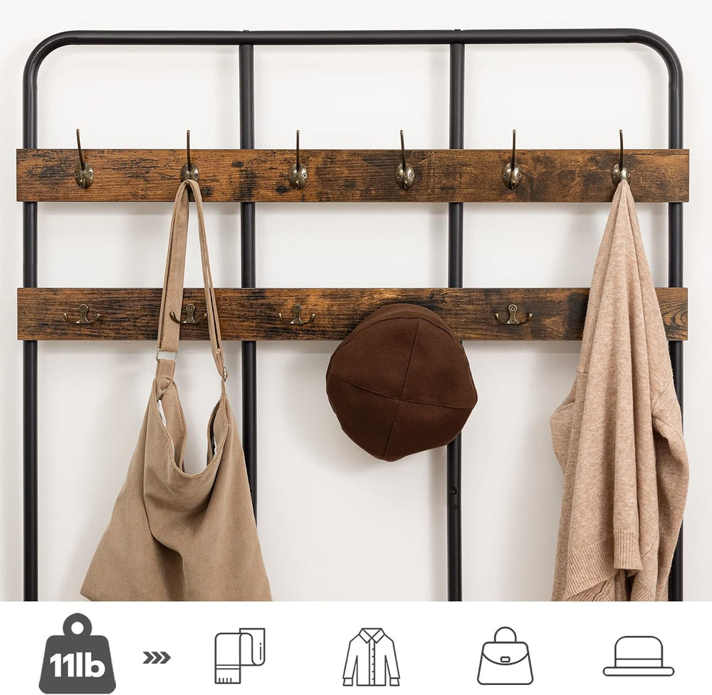 HOOBRO Hall Tree with Bench, Entryway Bench with Coat Rack, Mud Room Rack wit...