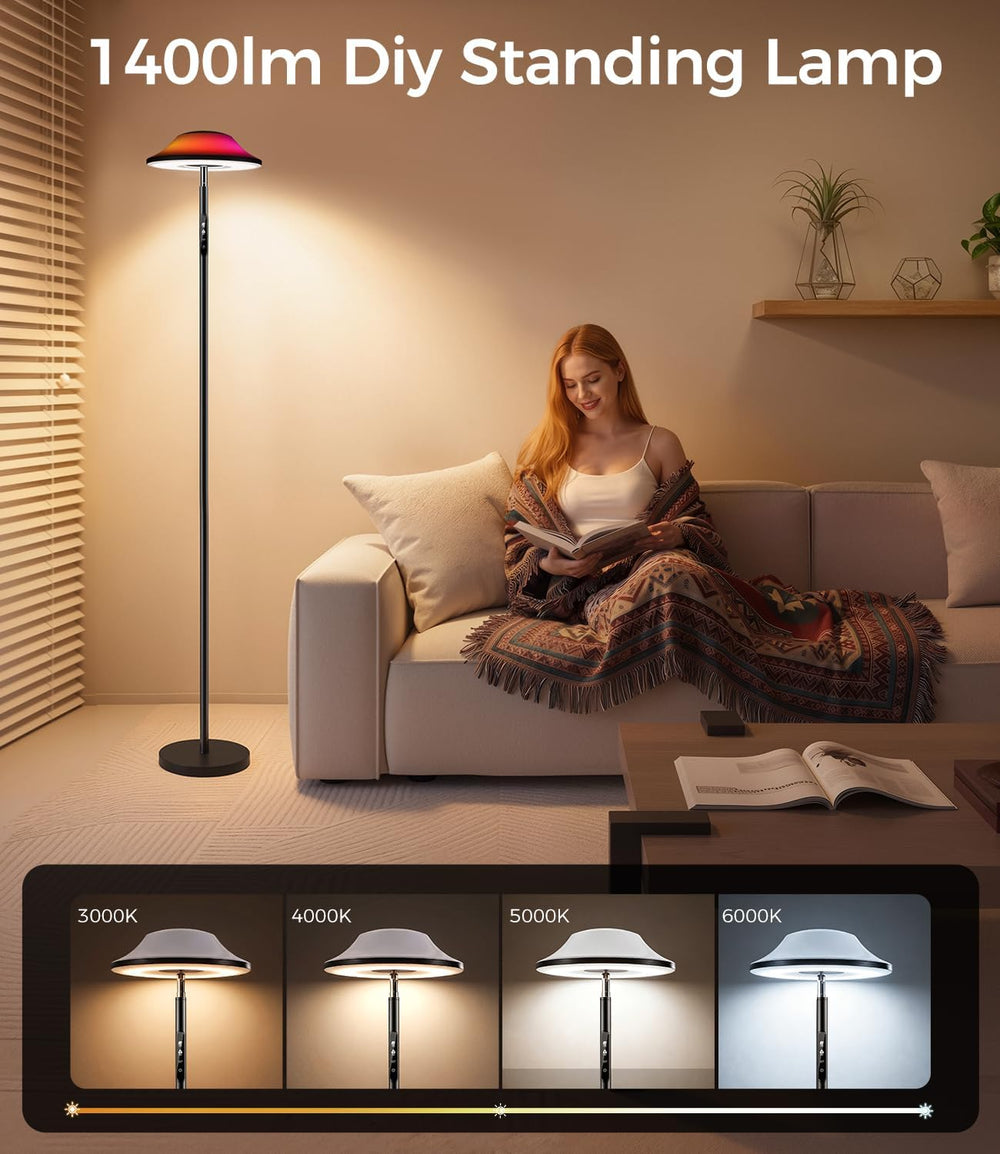 SIBRILLE LED Uplighter Floor Lamp | RGB & Water Ripple Dynamic, Warm Cool...