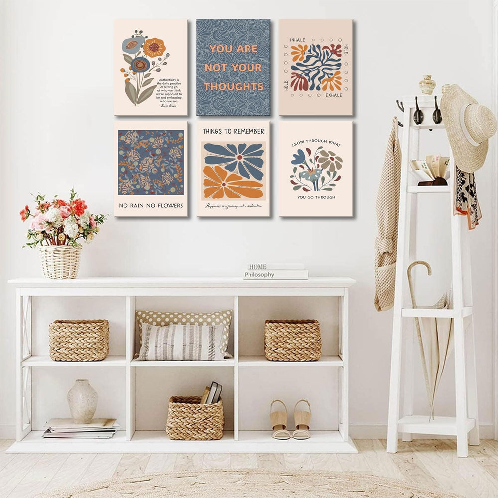 6 Mental Health Canvas Wall Art Bohemian Style Motivational Psychology Wall D...