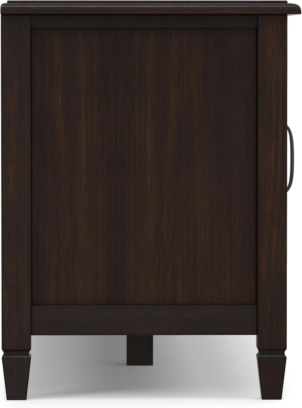 SIMPLIHOME Connaught 72" Wide Solid Wood TV Stand in Dark Chestnut Brown
