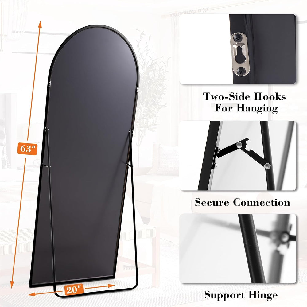 DUMOS 63"x20" Arched Full Length Floor Mirror, Full Body Mirror wit...