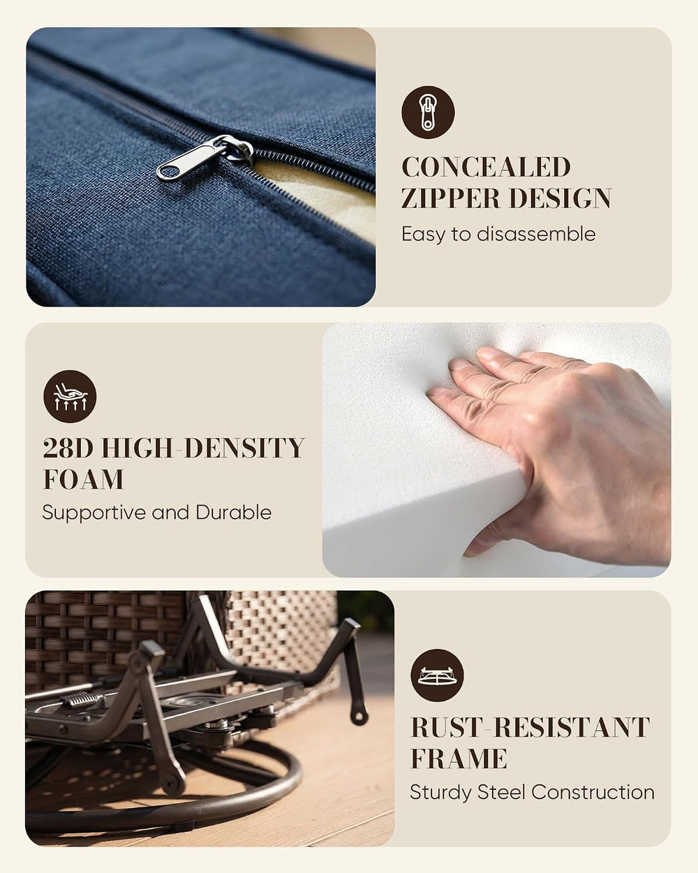 Belord Upgraded 6“ Cushion Luxury 6 Piece Patio Furniture Set - Wicker Couch ...