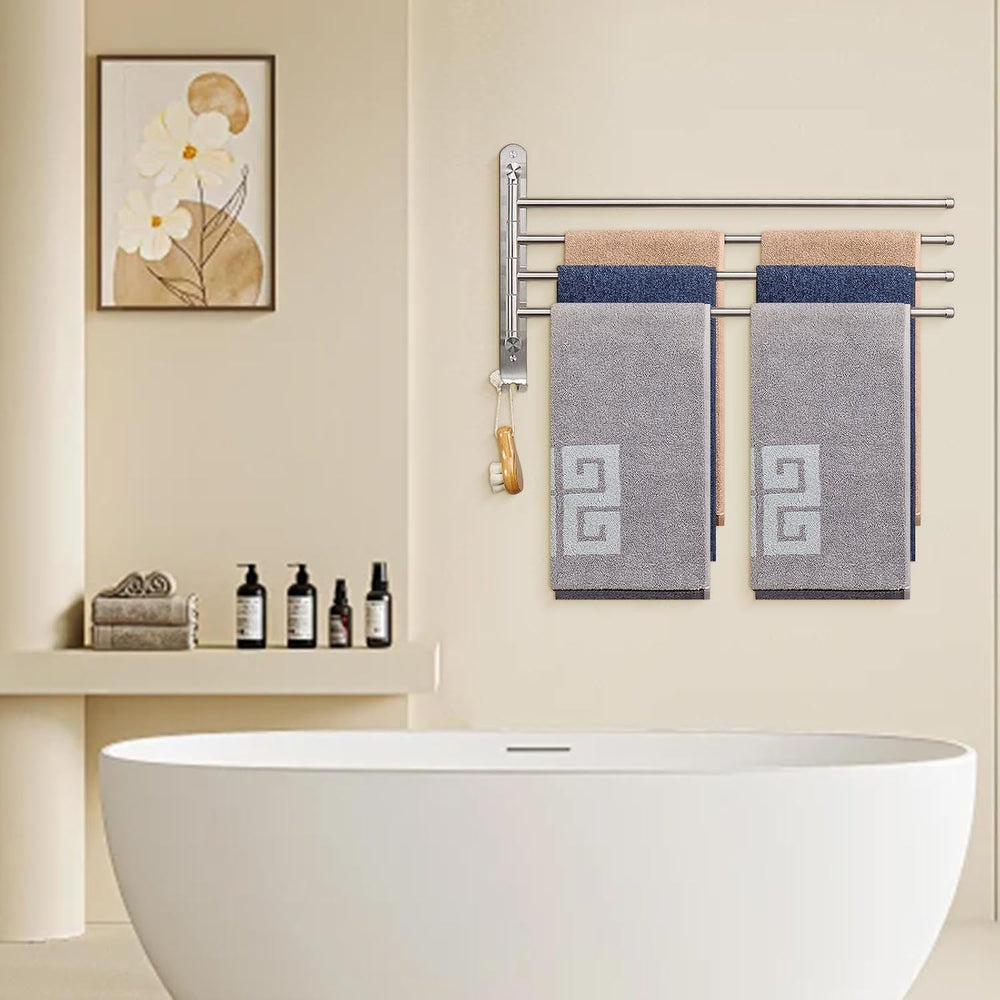 NearMoon Swivel Towel Rack, 19.5" Thicken 304 Stainless Steel 4-Arm Towe...