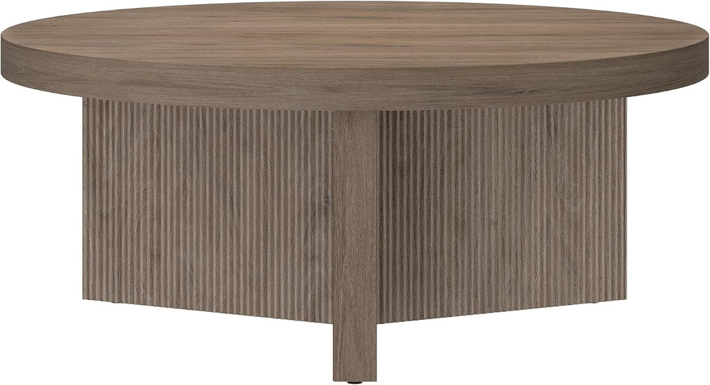 Henn&Hart 36" Scandinavian Fluted Coffee Table, Weathered Gray