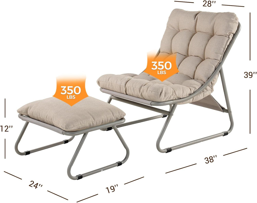 Grand patio Outdoor Lounge Chair with Footrest & Cushion, Champagne Gray