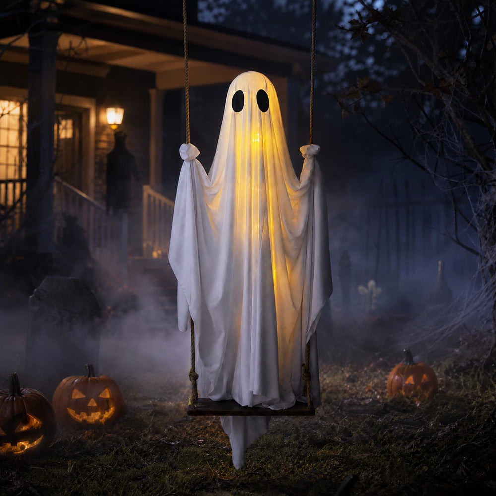 Outdoor Halloween Ghost Decorations,Halloween Swinging Ghost Outdoor Decor