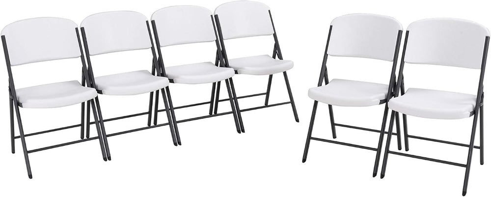 LIFETIME 80747 Commercial Grade Folding Chairs, 6 Pack, White Granite