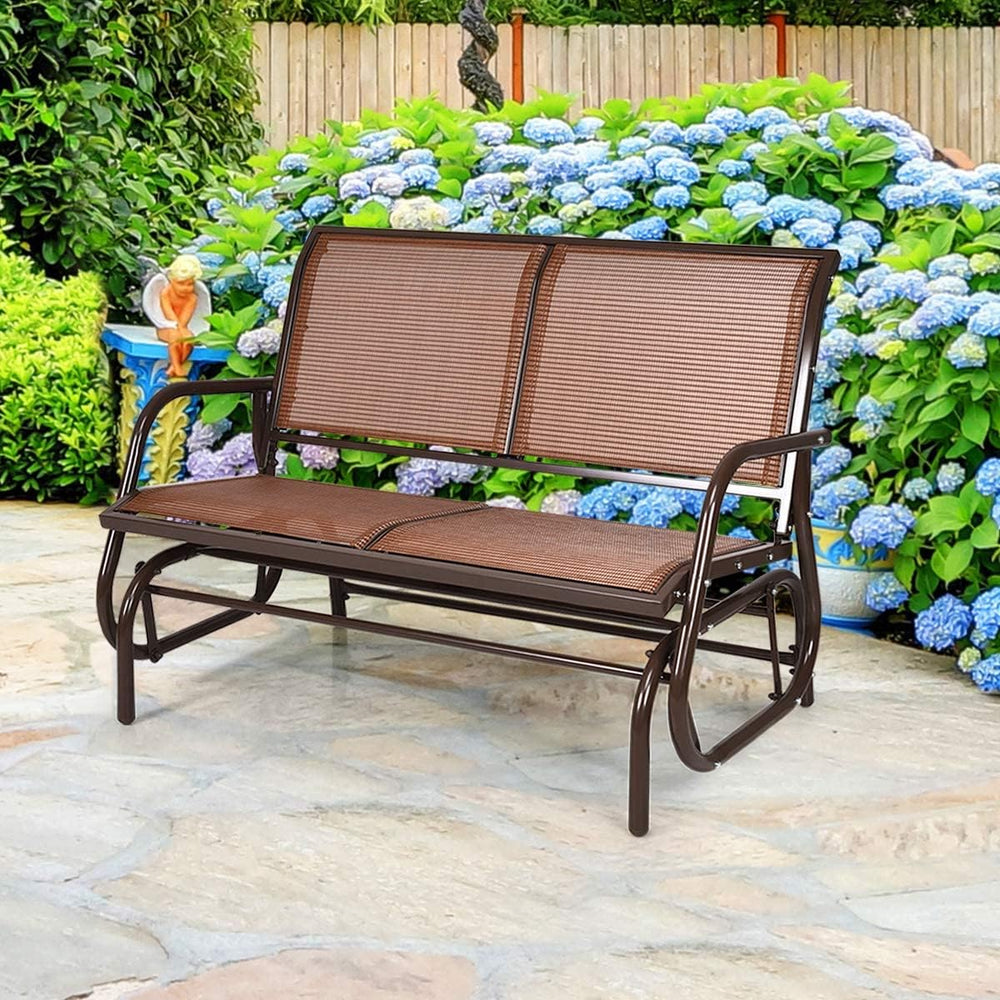 GIANTEX 48 Inch Swing Glider Chair, 2 People Swing Lounge Glider Chair