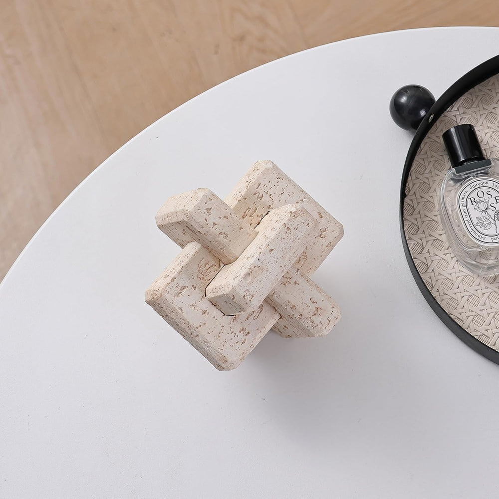 3-Link Knot Resin Travertine Decor, Coffee Table Book Shelf Decoration