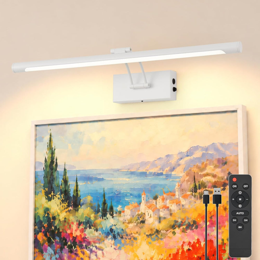 Battery Operated Picture Light for Wall,White 23.6-Inch