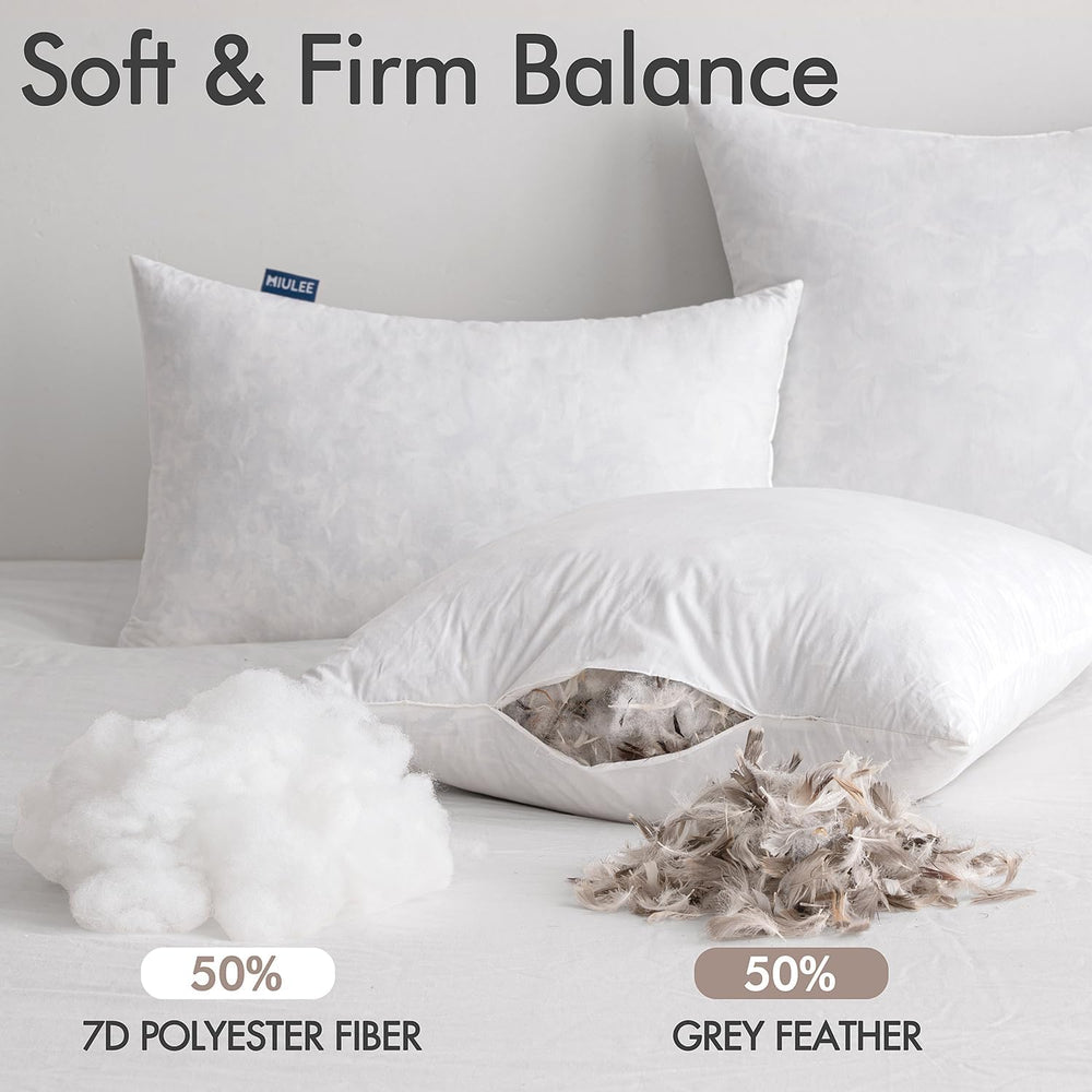 MIULEE 22x22 Pillow Inserts 2 Pack,Feather Mix Polyester Blend Pillows