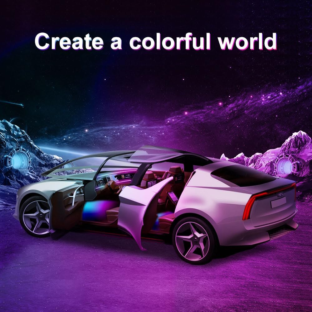 Acrylic Interior Car LED Lights with Remote and Wireless APP 6 in 1,Ambient L...