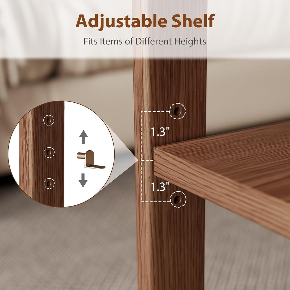 Expandable Coffee Table with Hidden Storage and Adjustable Shelves Walnut
