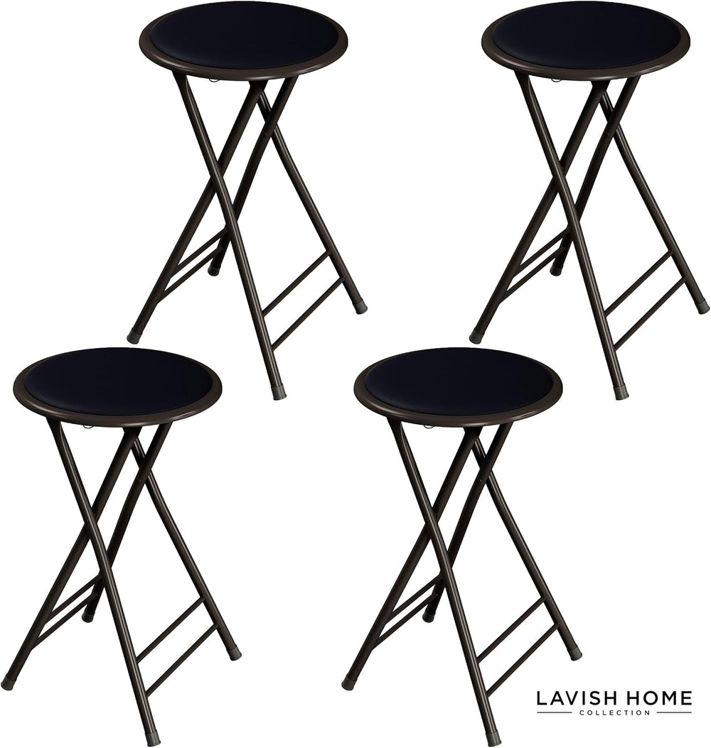 Folding Stool - Portable Backless 24” Stool with 225lb Capacity Set of 4