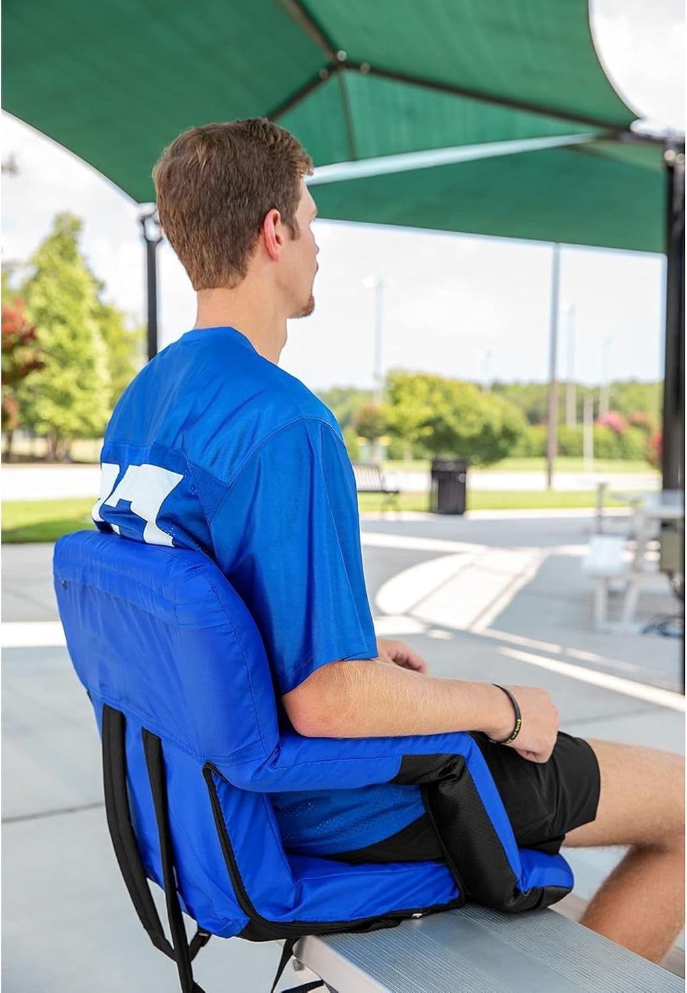 Camco Portable Reclining Stadium Seat, 16 x 20 In, Blue, 53095