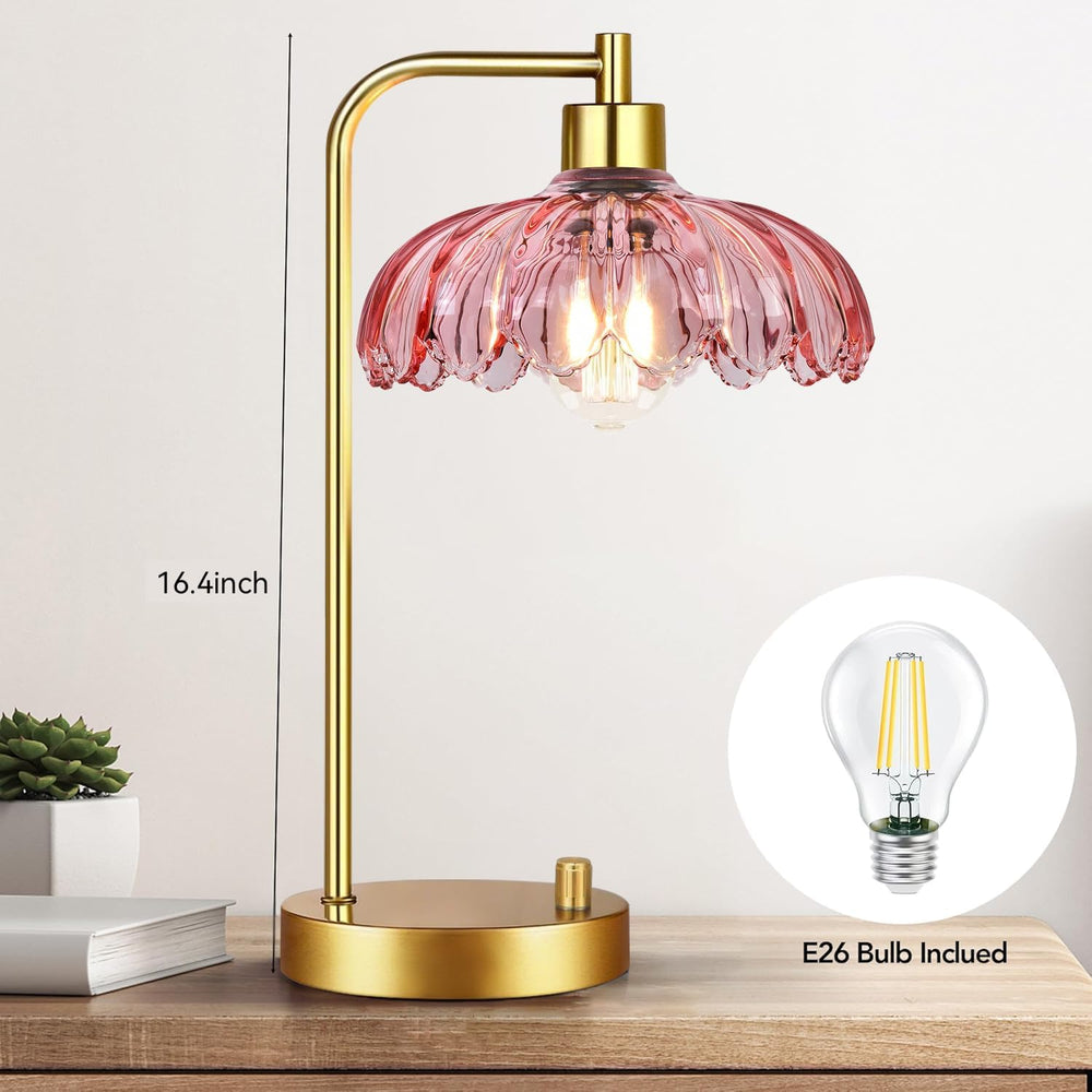 ILLMTW Pink Table Lamp Set of 2,Small Gold Bedside Lamps Dimmable Boho Bedroo...