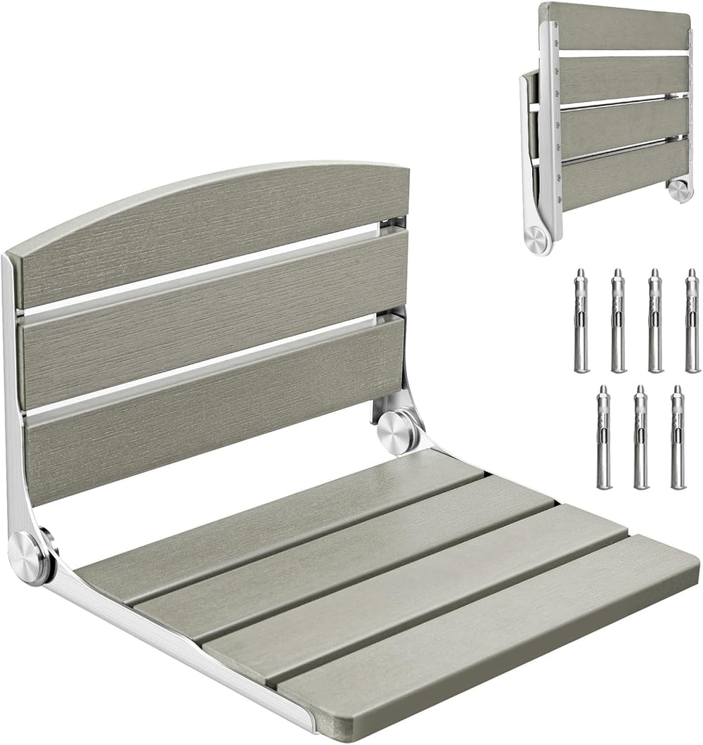 Folding Shower Seat, 16" Folding Shower Seat Wall Mounted, Grey