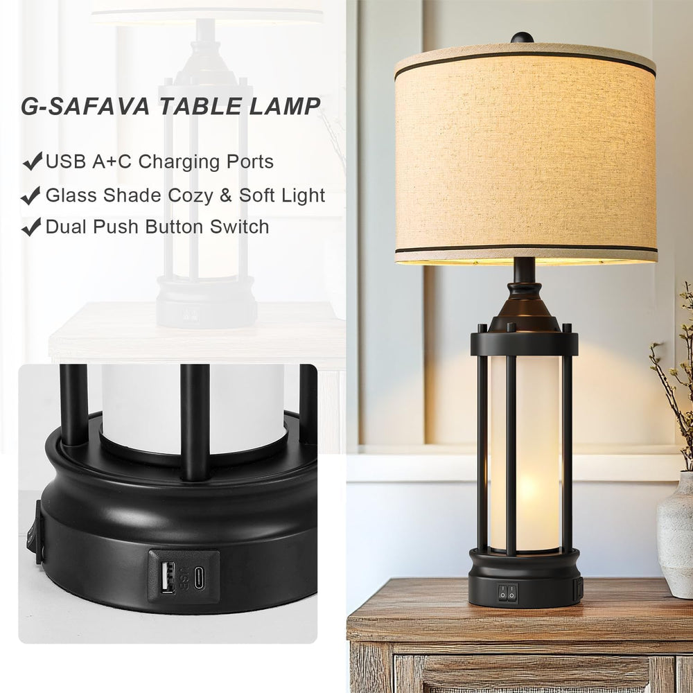 25'' Table Lamps for Bedroom Living Room Lamps Set of 2 Farmhouse Nig...