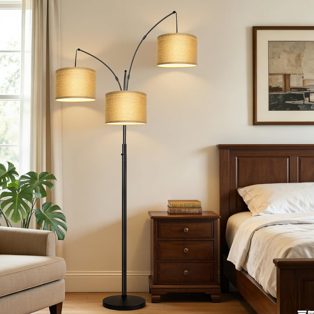 Nintiue Dimmable Floor Lamp, 3 Lights, Gold Arc, Champagne