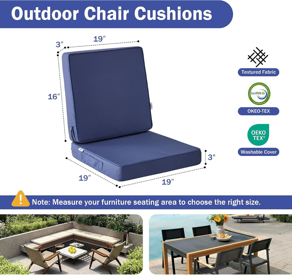 IPYNBAP Outdoor Cushions, Outdoor Chair Cushions 19x19x3 Inch, Cushions for O...