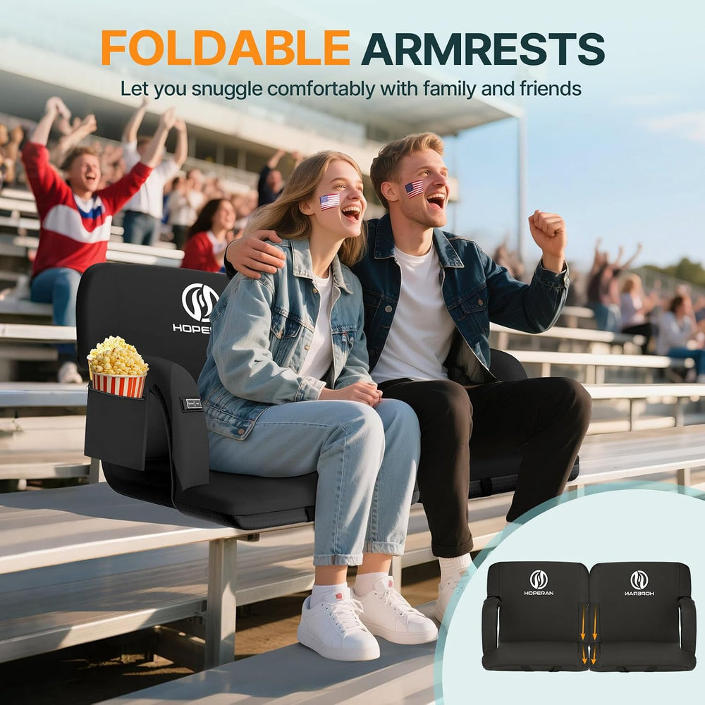 HOPERAN 23in Heated Stadium Seats for Bleachers, Dual Control, 2 PCS, Black