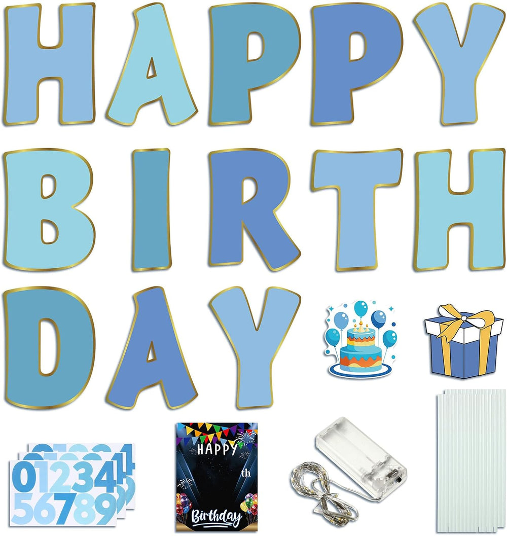 Jetec 22 Pcs Happy Birthday Yard Sign with Stakes, 16", Gradient Blue