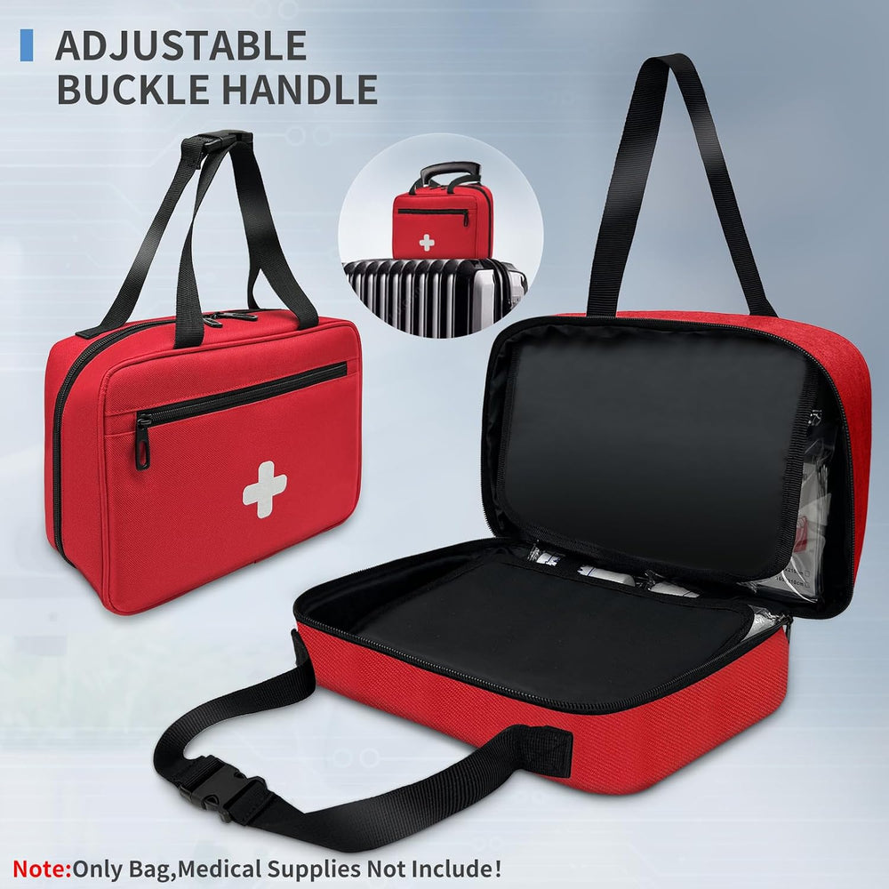 First Aid Bag Empty, Compact and Portable Medical Supplies Organizer with Mul...