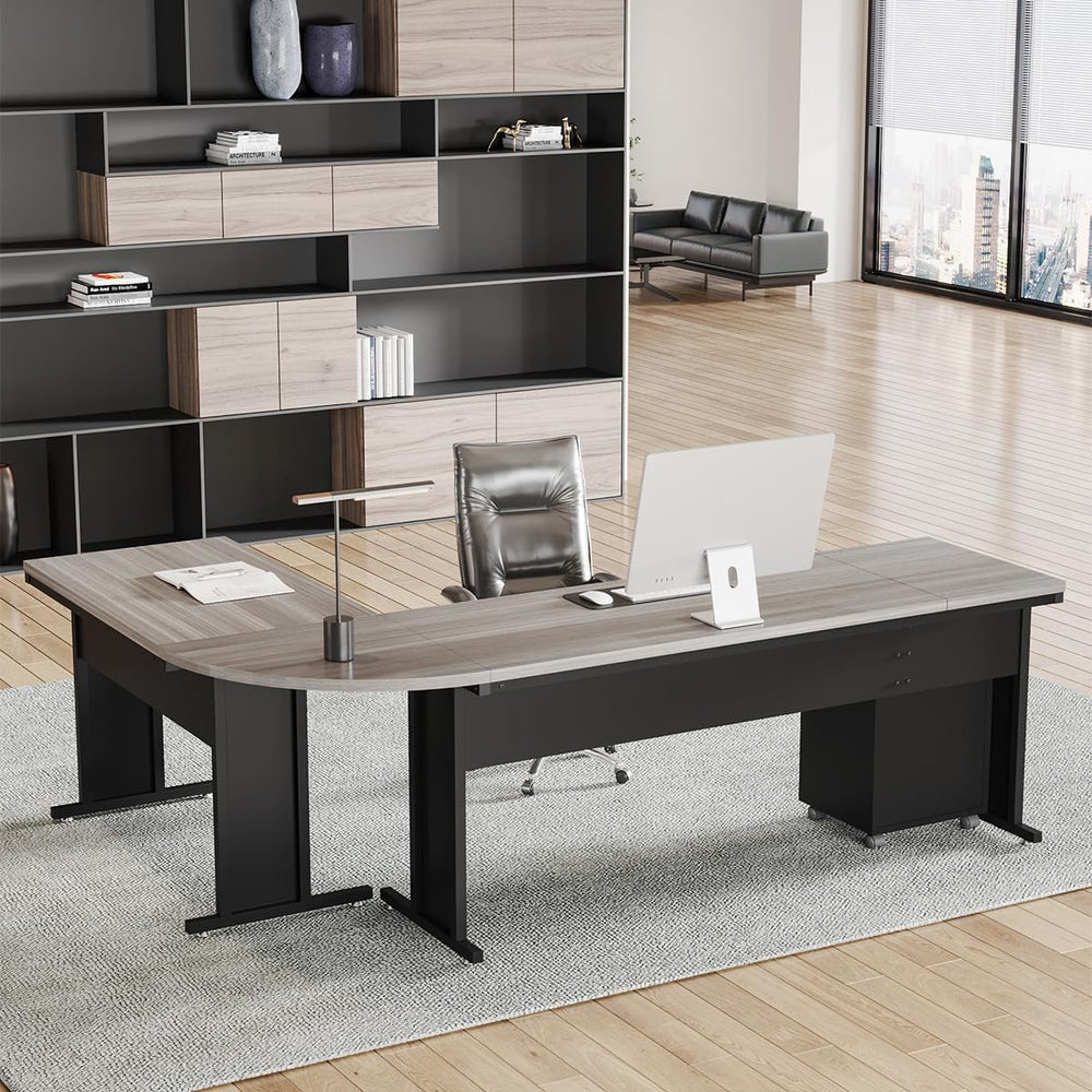 Tribesigns 83" L-Shaped Executive Desk, Large Office Desk with Drawes, I...