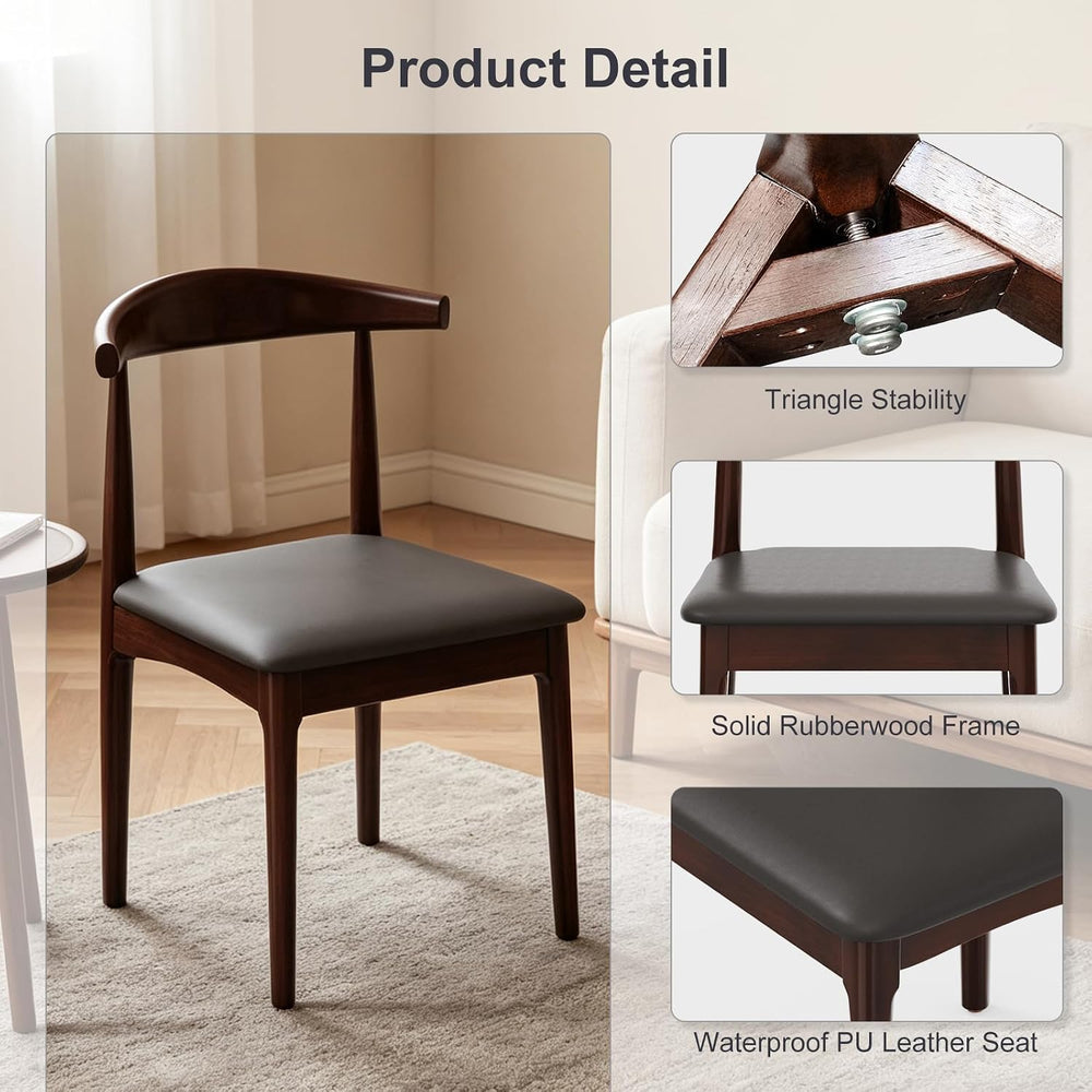 Solid Wood Dining Chairs Set of 4, Mid Century Modern Kitchen Chairs