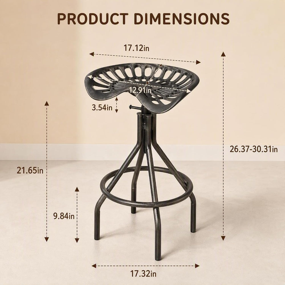 Industrial Metal Tractor Seat Farmhouse Bar stools Cast Iron Adjustable Count...