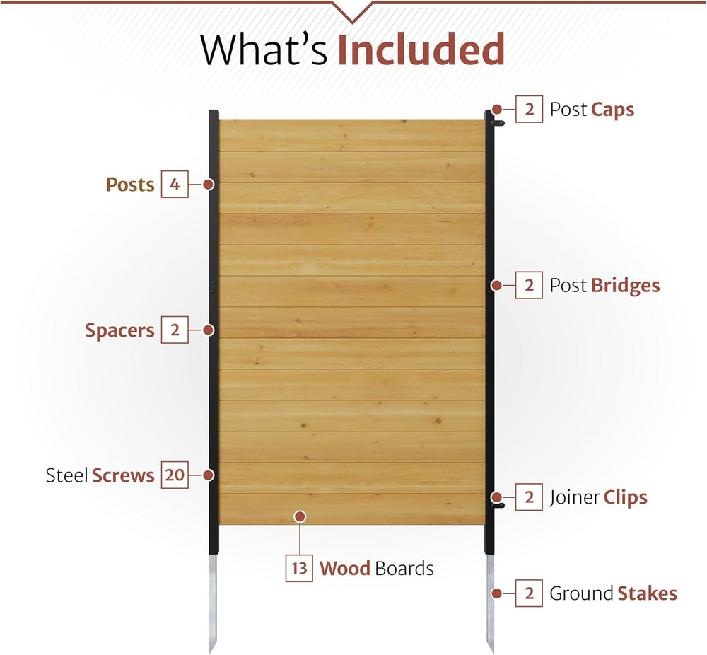 Enclo Fairmont Privacy Screen, Cedar Wood DIY No Dig Kit