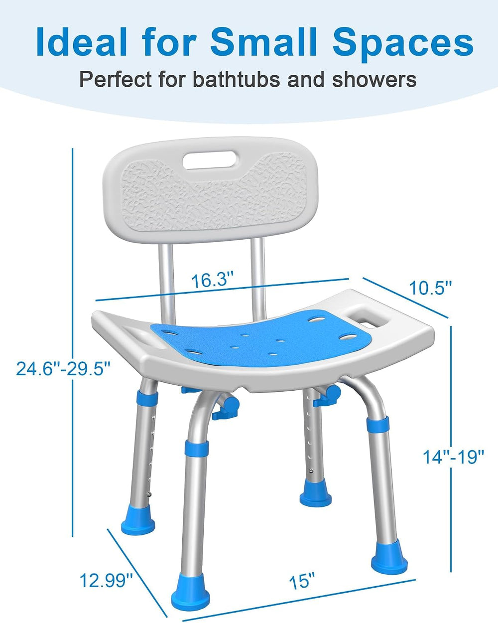 HOMLAND Shower Chair for Inside Shower with Removable Back, Aluminum Frame