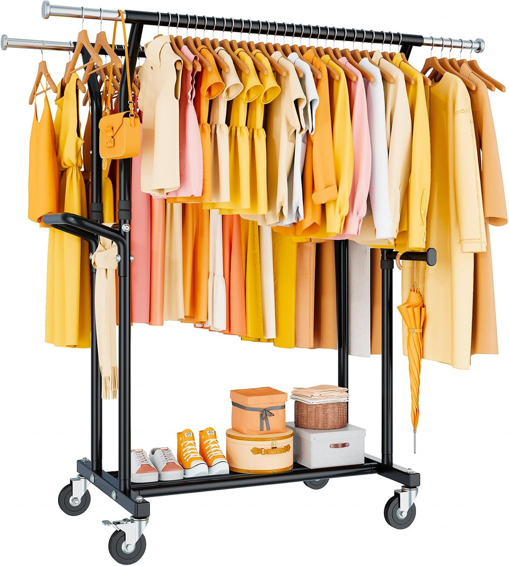 Heavy Duty Clothes Rack: 800LBS Rolling Clothing Garment Rack for Hanging Coa...