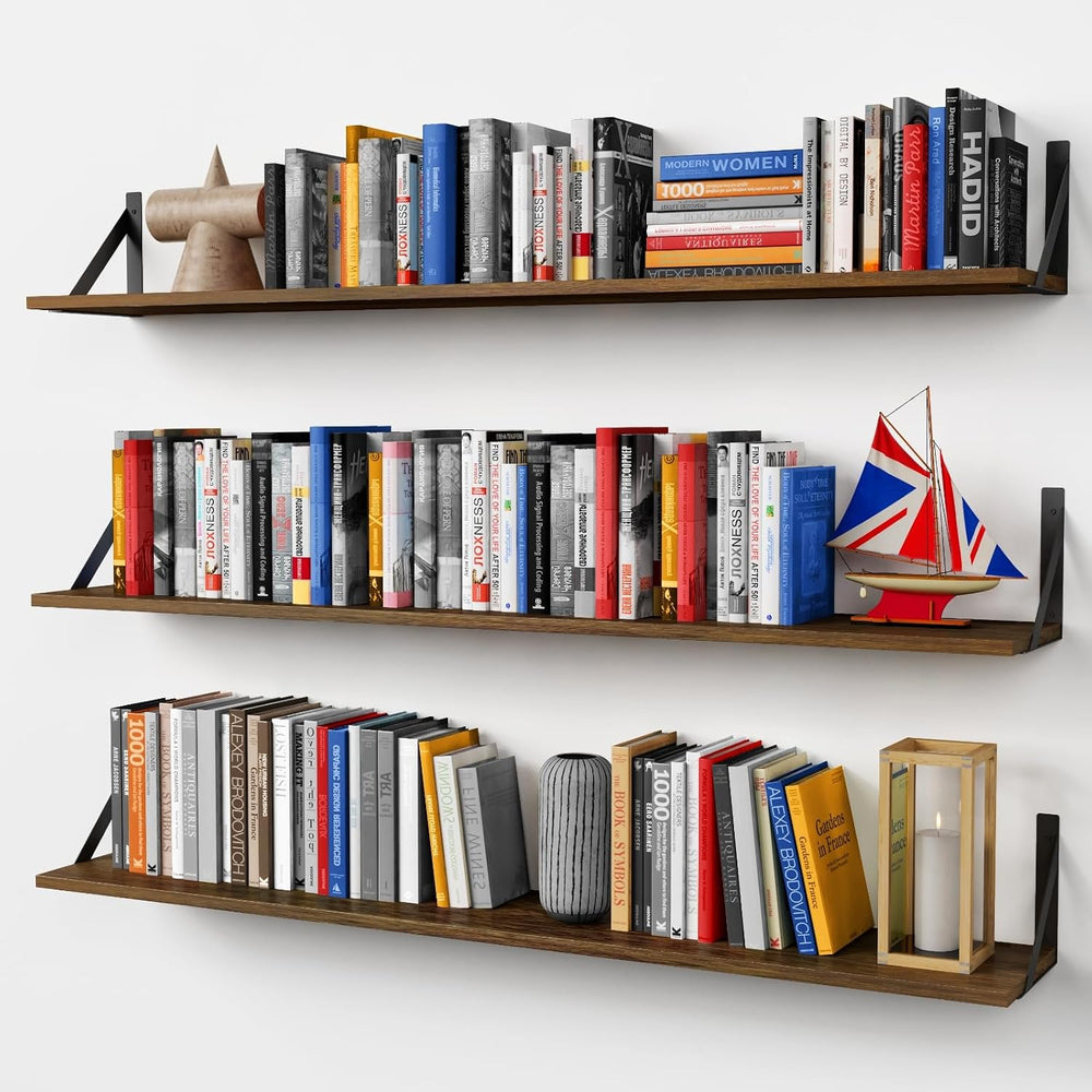 Forbena 48 Inch Floating Shelves for Wall Long, Large Wooden Wall Bookshelf
