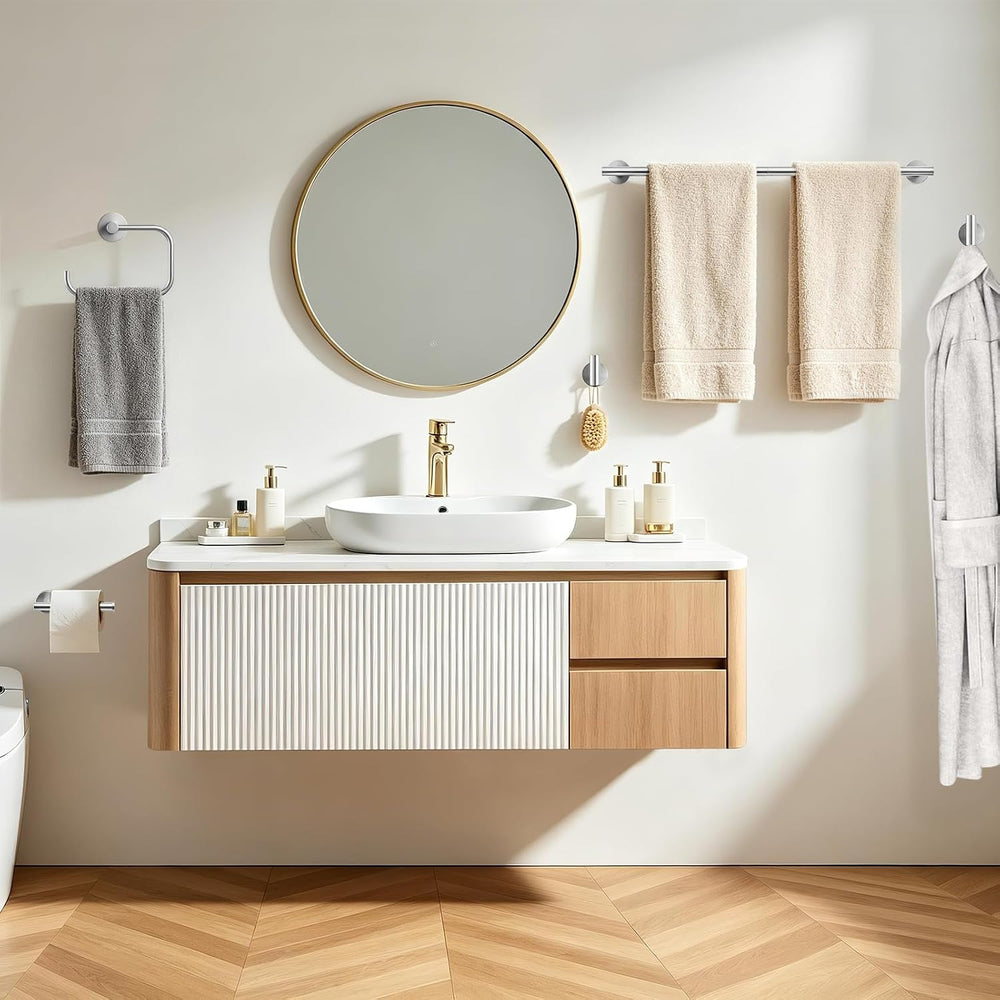 STWWO 5-Piece Brushed Nickel Bathroom Accessories Towel Racks for Bathroom
