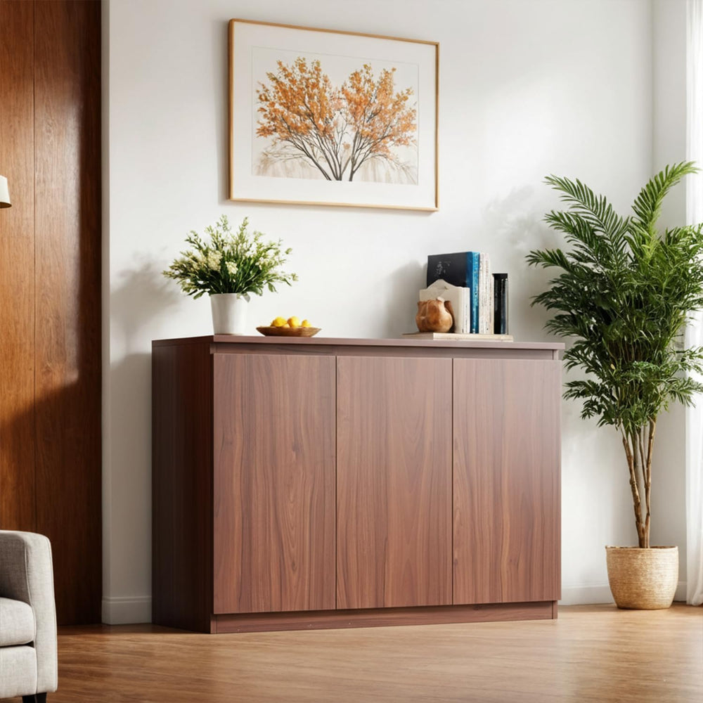 holzart 43" Walnut Brown Buffet Cabinet Sideboard with Storage - Modern ...