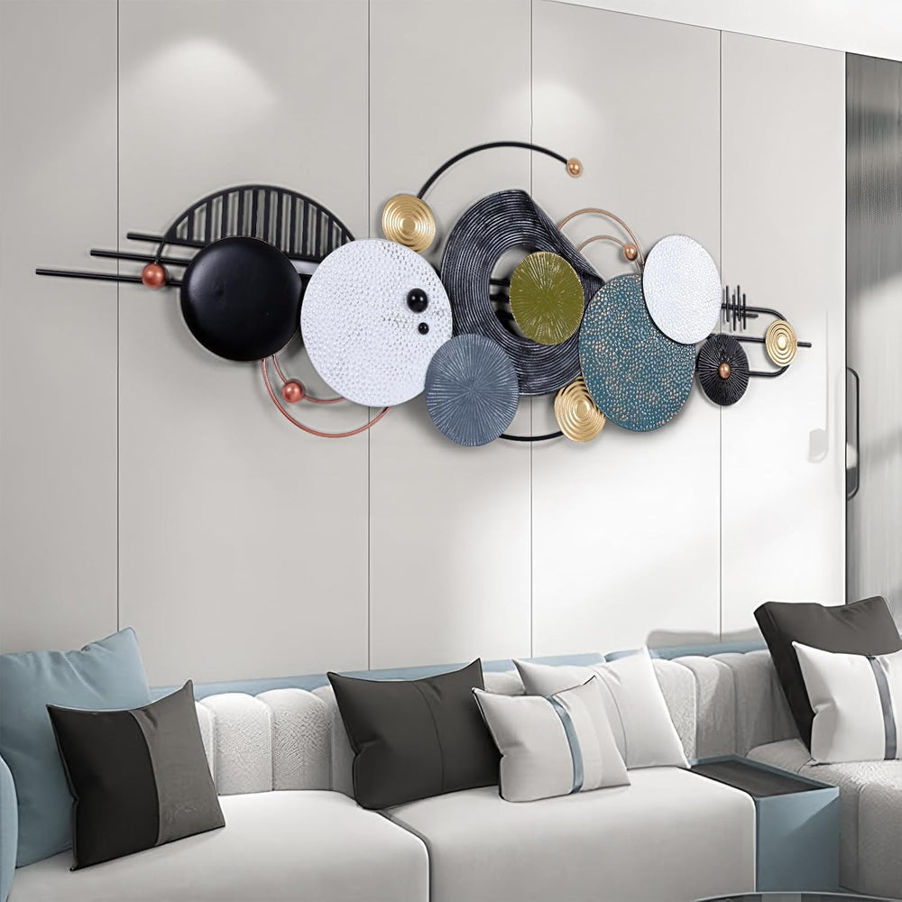 Large Modern Abstract Metal Wall Art for Living Room, 59"x21" 3D Wa...