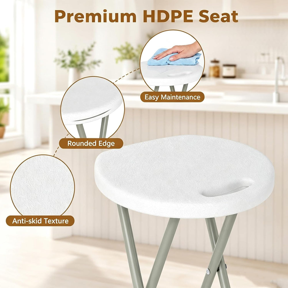 GYMAX Folding Stool, 28in Barstool with Handle 550lbs Free Assembly